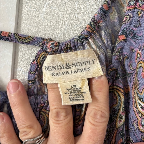 Denim & Supply | Ralph Lauren Blue Paisley Long Sleeve Dress | Size Large - Picture 3 of 6